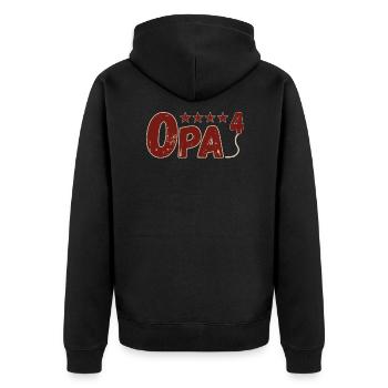 Opa Hoch 4 - Unisex Premium Bio Zip Hoodie - Schwarz - Hinten - Nico (187cm)