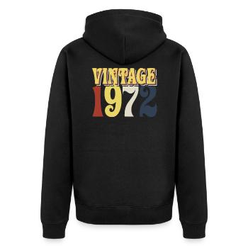 Vintage 1972 - Unisex Premium Bio Zip Hoodie - Schwarz - Hinten - Nico (187cm)