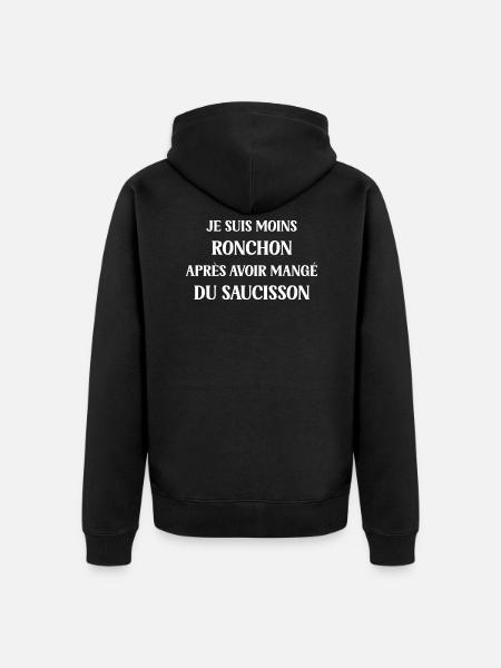 Moins ronchon saucisson - Veste à capuche bio Premium Unisexe - noir