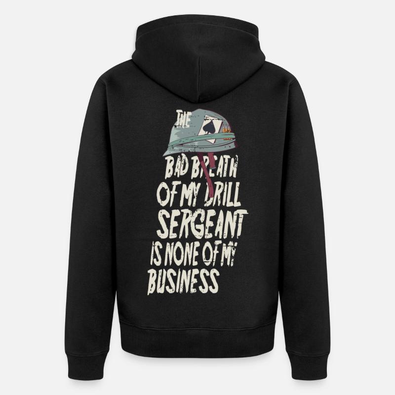 Drill Sergeant Mundgeruch - Unisex Premium Bio Zip Hoodie - Schwarz