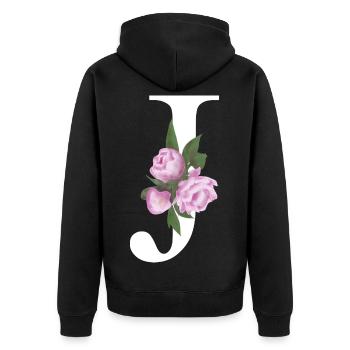 J - Unisex Premium Bio Zip Hoodie - Schwarz - Hinten - Nico (187cm)