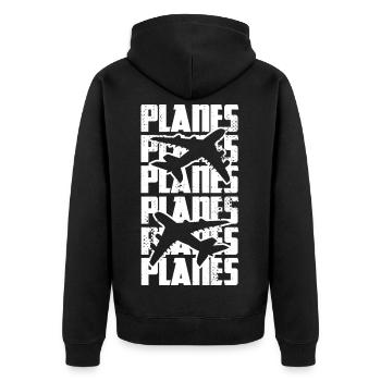 Flugzeuge - Unisex Premium Bio Zip Hoodie - Schwarz - Hinten - Nico (187cm)