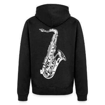 Croquis de saxophone - Veste à capuche bio Premium Unisexe - noir - Dos - Nico (187cm)