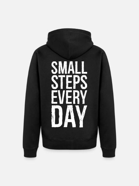 small steps every day - Unisex Premium Organic Zip Hoodie - black