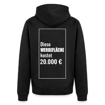 Humorous advertising space motifs with cash prize - Unisex Premium Organic Zip Hoodie - black - Back - Nico (187cm)
