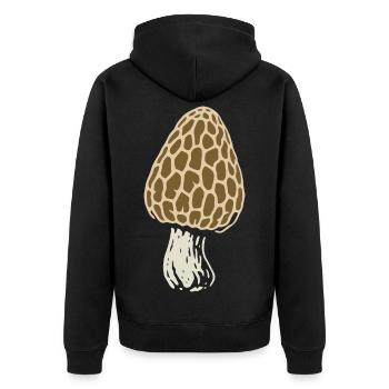 Morchel - Pilzsammler - Pilze - Spruch - Unisex Premium Bio Zip Hoodie - Schwarz - Hinten - Nico (187cm)