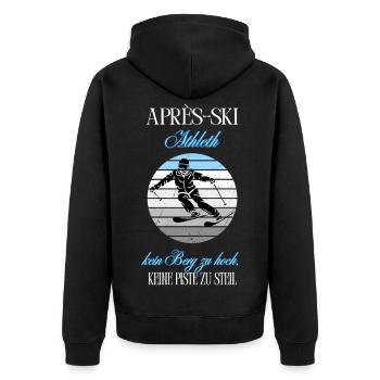Après ski athlete No mountain too high - Unisex Premium Organic Zip Hoodie - black - Back - Nico (187cm)