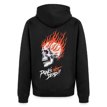 Crâne en Flammes Punk’s Not Dead – Burning Skull - Veste à capuche bio Premium Unisexe - noir - Dos - Nico (187cm)