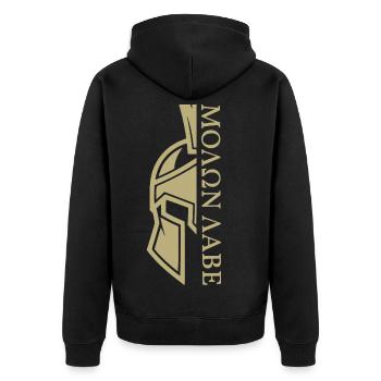 Molon Labe Come and get it ! - Unisex Premium Organic Zip Hoodie - black - Back - Nico (187cm)