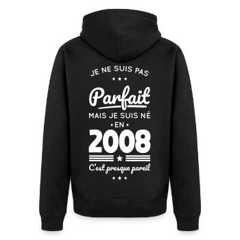 Né en 2008 – Pas parfait mais presque - Veste à capuche bio Premium Unisexe - noir - Dos - Nico (187cm)
