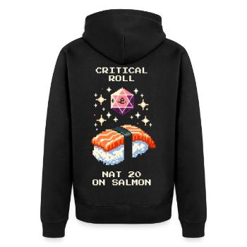 20 naturels sur le saumon | Sushi Tabletop RPG - Veste à capuche bio Premium Unisexe - noir - Dos - Nico (187cm)