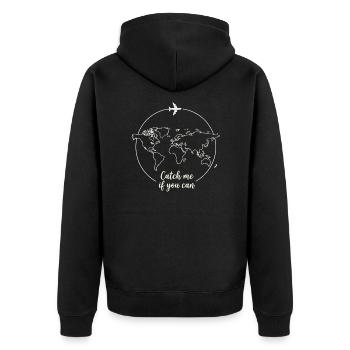 Catch me Travel Design - Unisex Premium Organic Zip Hoodie - black - Back - Nico (187cm)