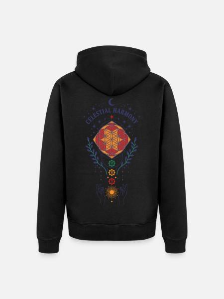 Spirituality Celestial Harmony Sacred Geometry - Unisex Premium Organic Zip Hoodie - black