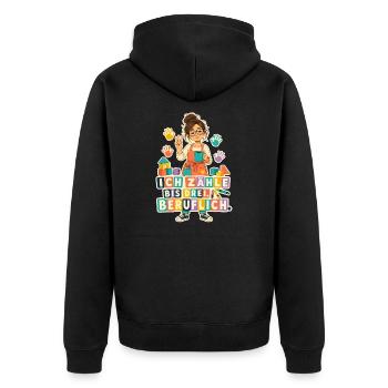 Ich zähle bis drei Beruflich – Erzieherin - Unisex Premium Bio Zip Hoodie - Schwarz - Hinten - Nico (187cm)