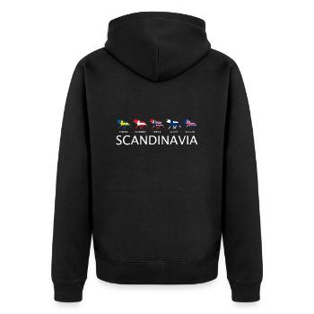 SCANDINAVIA ELK MOOSE Elche Länder Flagge Geschenk - Unisex Premium Bio Zip Hoodie - Schwarz - Hinten - Nico (187cm)