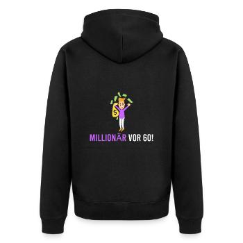 Millionnaire avant 60 ans! - Veste à capuche bio Premium Unisexe - noir - Dos - Nico (187cm)