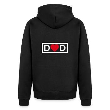 Papa Herz - Unisex Premium Bio Zip Hoodie - Schwarz - Hinten - Nico (187cm)