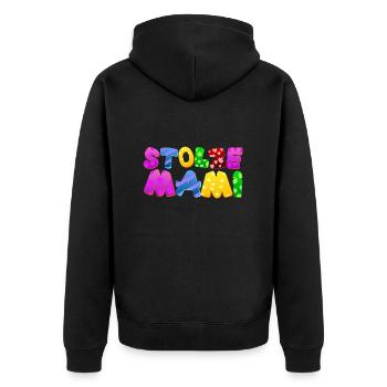Baby Eltern Kind Geschenk Sprüche Geburt Mama Papa - Unisex Premium Bio Zip Hoodie - Schwarz - Hinten - Nico (187cm)