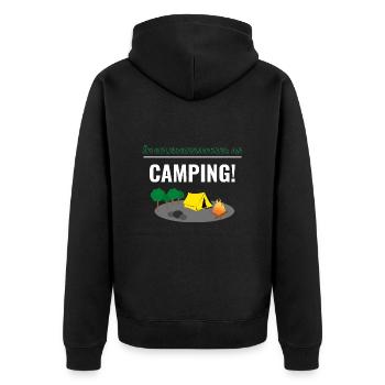 Überleben: AN - Camping! - Unisex Premium Bio Zip Hoodie - Schwarz - Hinten - Nico (187cm)