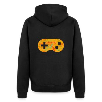 wordcloud gaming orange - Veste à capuche bio Premium Unisexe - noir - Dos - Nico (187cm)