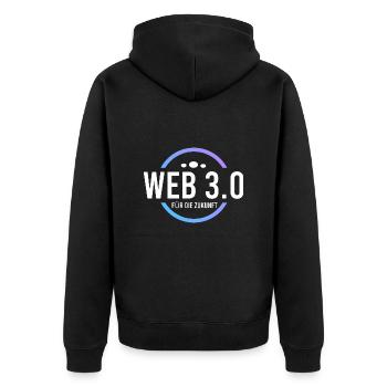 Web 3.0 für die Zukunft - Unisex Premium Bio Zip Hoodie - Schwarz - Hinten - Nico (187cm)