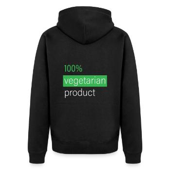100% vegetarisches Produkt - Unisex Premium Bio Zip Hoodie - Schwarz - Hinten - Nico (187cm)