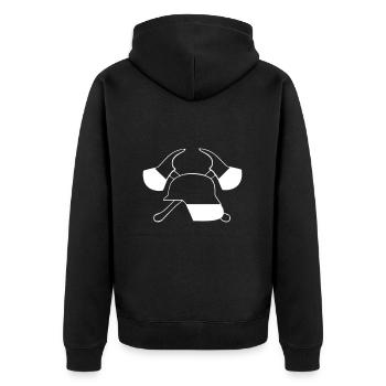 Volunteer Fire Brigade , Shirt , Fire Helmet (25) - Unisex Premium Organic Zip Hoodie - black - Back - Nico (187cm)