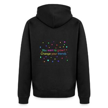 Change your friends - Unisex Premium Organic Zip Hoodie - black - Back - Nico (187cm)