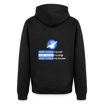 Rühr meine Katze, meinen Hund, mein Haus nicht an - Unisex Premium Bio Zip Hoodie - Schwarz - Hinten - Nico (187cm)