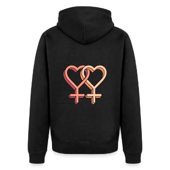Liebespaar - Unisex Premium Bio Zip Hoodie - Schwarz - Hinten - Nico (187cm)