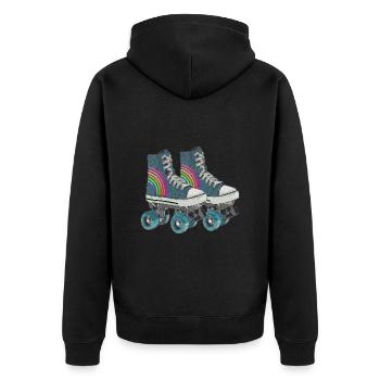 Vintage Classic Skates / Rollschuhe - Unisex Premium Bio Zip Hoodie - Schwarz - Hinten - Nico (187cm)