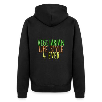 vegetarische Lebensweise 4 ever - Unisex Premium Bio Zip Hoodie - Schwarz - Hinten - Nico (187cm)