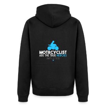 Motorcyclists are heroes - Unisex Premium Organic Zip Hoodie - black - Back - Nico (187cm)