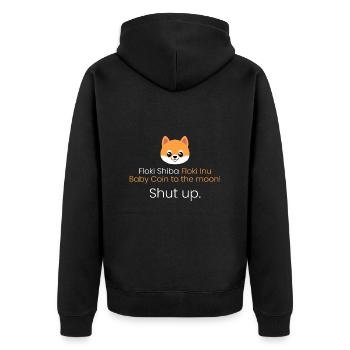 ** Münze zum Mond! Halt die Klappe! - Unisex Premium Bio Zip Hoodie - Schwarz - Hinten - Nico (187cm)