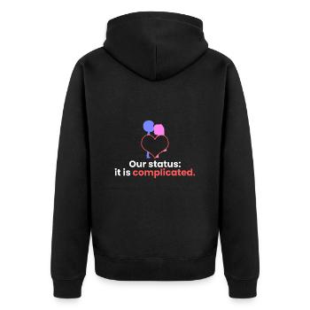 Our status: It is complicated. - Unisex Premium Organic Zip Hoodie - black - Back - Nico (187cm)