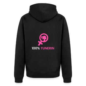 100% Tunerin - Unisex Premium Bio Zip Hoodie - Schwarz - Hinten - Nico (187cm)