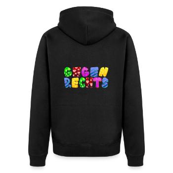 AfD stoppen gegen rechts Demokratie Vielfalt links - Unisex Premium Bio Zip Hoodie - Schwarz - Hinten - Nico (187cm)
