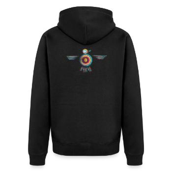 Bunter Vogel - Unisex Premium Bio Zip Hoodie - Schwarz - Hinten - Nico (187cm)