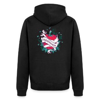 Paprika-Herz für Veganer Vegetarier nachhaltig - Unisex Premium Bio Zip Hoodie - Schwarz - Hinten - Nico (187cm)