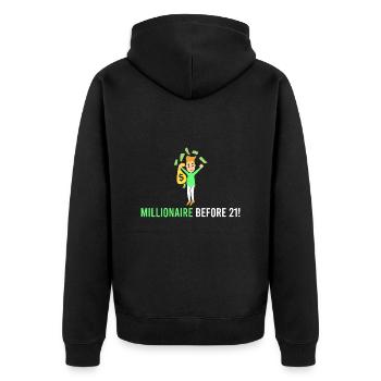 Millionnaire devant 21 ! - Veste à capuche bio Premium Unisexe - noir - Dos - Nico (187cm)