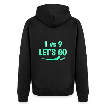 1 vs 9 lets go - Unisex Premium Bio Zip Hoodie - Schwarz - Hinten - Nico (187cm)