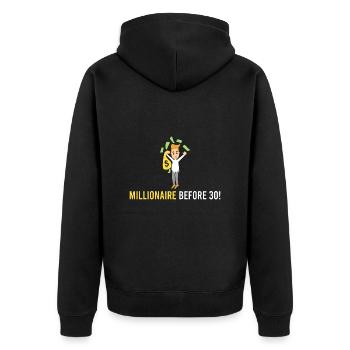 Millionär vor 30! - Unisex Premium Bio Zip Hoodie - Schwarz - Hinten - Nico (187cm)