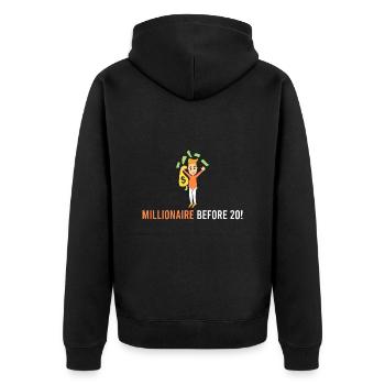 Millionaire before 20! - Unisex Premium Organic Zip Hoodie - black - Back - Nico (187cm)