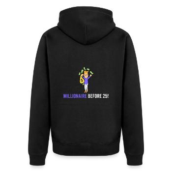Millionär vor 25! - Unisex Premium Bio Zip Hoodie - Schwarz - Hinten - Nico (187cm)