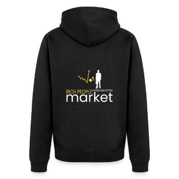 reiche Menschen verstehen Märkte - Unisex Premium Bio Zip Hoodie - Schwarz - Hinten - Nico (187cm)