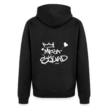 Mega Squad Graffiti Art urbane Kunst Sprayer - Unisex Premium Bio Zip Hoodie - Schwarz - Hinten - Nico (187cm)