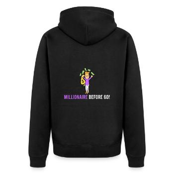 Millionaire before 60! - Unisex Premium Organic Zip Hoodie - black - Back - Nico (187cm)
