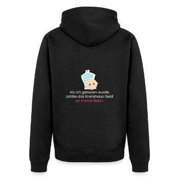 Als ich geboren wurde - Unisex Premium Bio Zip Hoodie - Schwarz - Hinten - Nico (187cm)