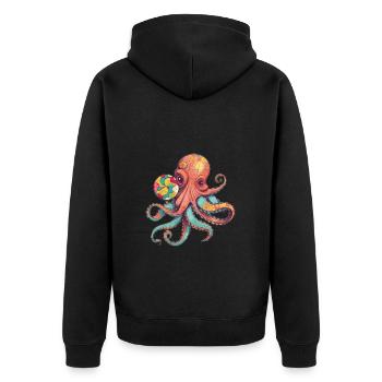 Pieuvre comique drôle avec sucette - Veste à capuche bio Premium Unisexe - noir - Dos - Nico (187cm)