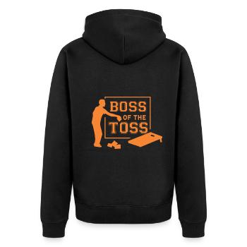 Cornhole the sport for true heroes and athletes - Unisex Premium Organic Zip Hoodie - black - Back - Nico (187cm)